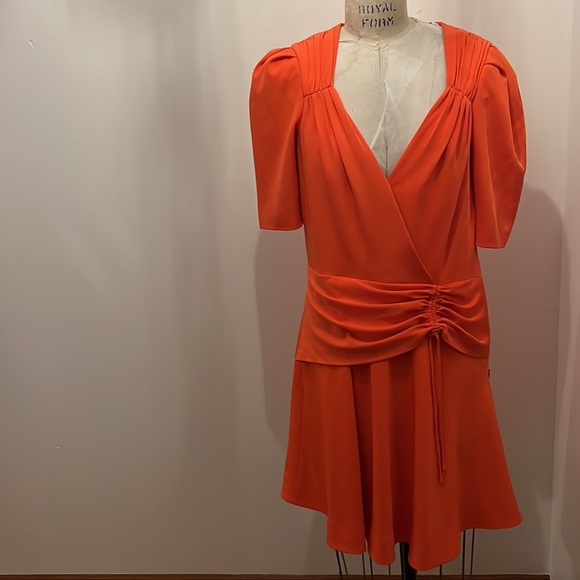 Jonathan Simkhai Lilit Puff-Front Draped Mini Dress Poppy (orange/red) 8 NWT - Picture 8 of 12